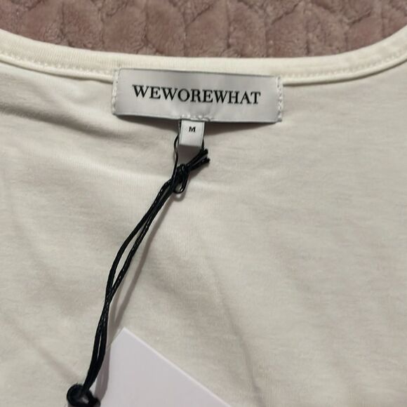 WeWoreWhat Womens White Cotton Jersey Ruched Tee - Picture 2 of 4